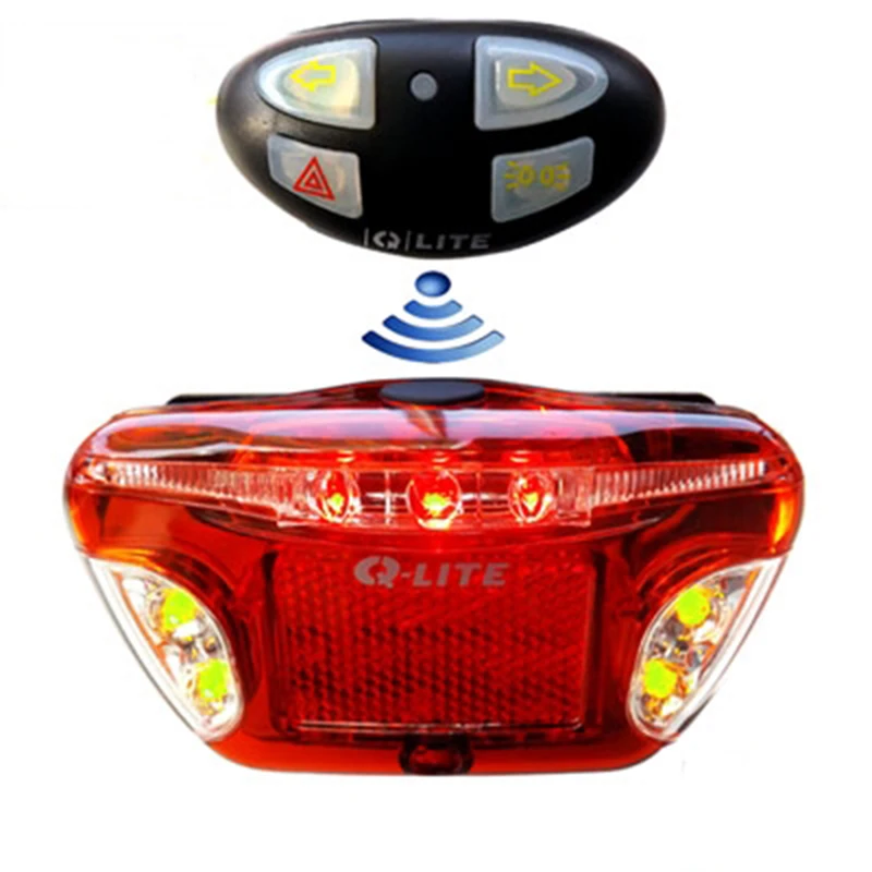 Flash Deal Q-LITE Bicycle Carrier Shelf Rear Lights Bike Tail Light Wireless Control Turning LED Light at Night Warning Safety Bike Lights 5