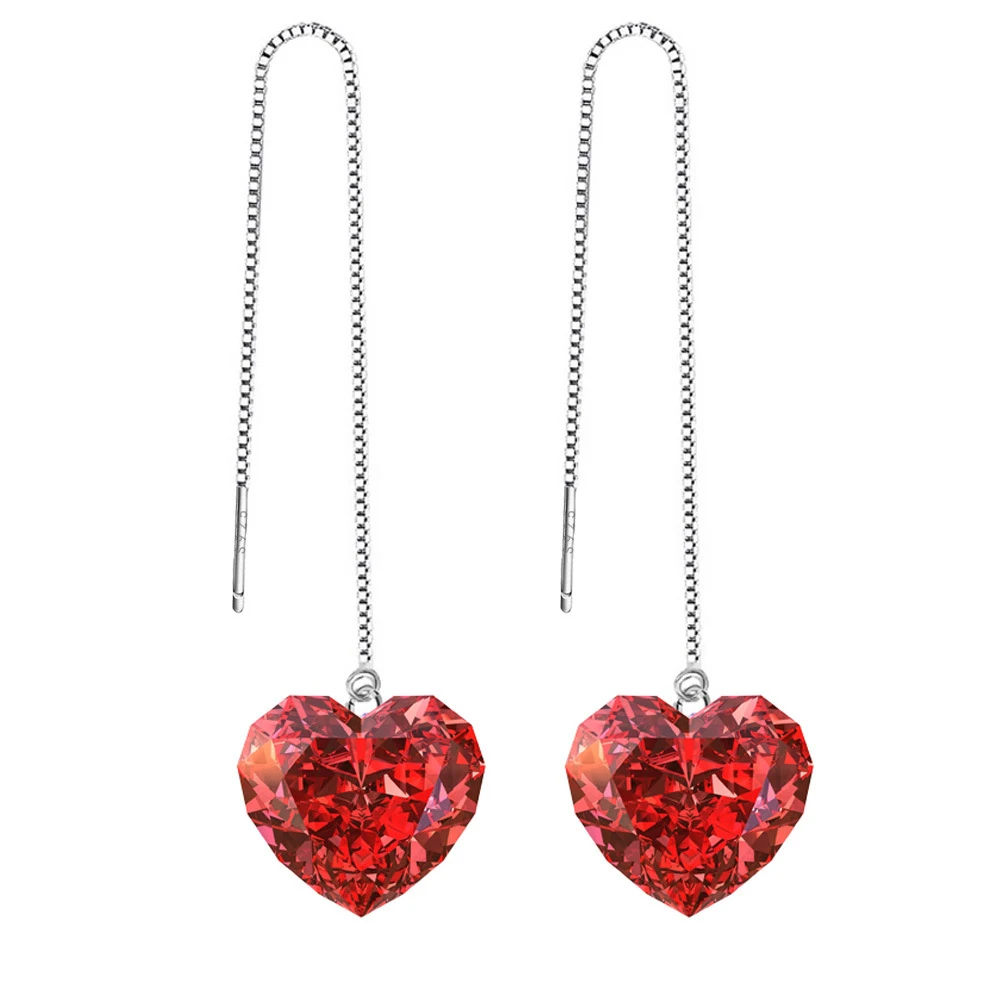 Seven Candy 925 Sterling Silver Heart Earrings For Women Simple Temperament Long Stud Earring Fashion Jewelry 2019 Accessories | Украшения