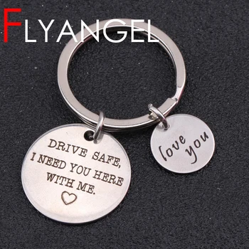 

Custom Name Fashion Keychain Engraved Drive Safe I Need You Here With Me Love You Key Holder Lover Couples Keyring Gifts