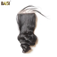 BAISI волосы бразильские виргинские волосы шелковая основа закрытие 4x4 свободная волна шелк закрытие человеческих волос