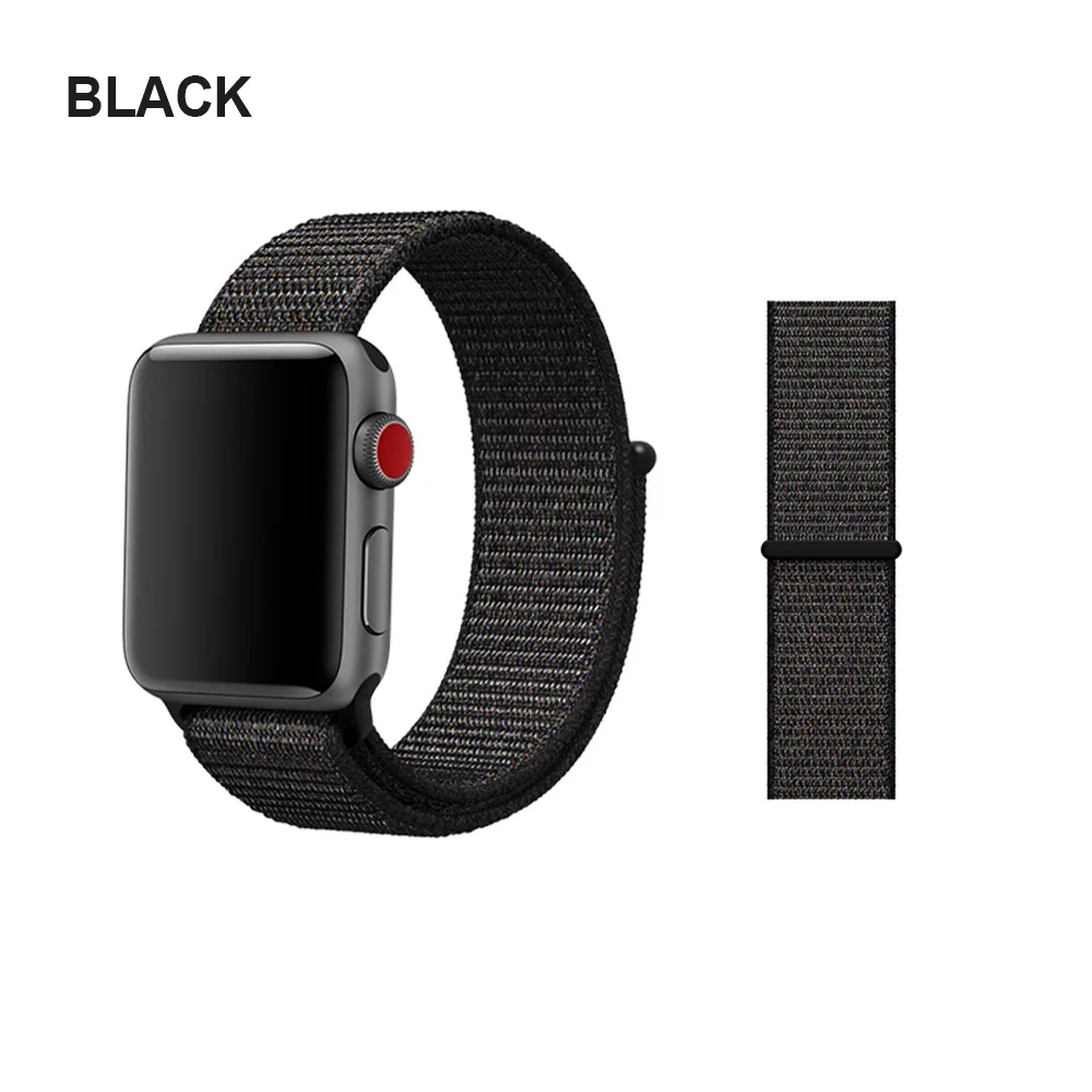 MU SEN Woven Nylon band strap for apple watch band 42mm 38 mm sport fabric nylon bracelet watchband for iwatch 3/2/1 black