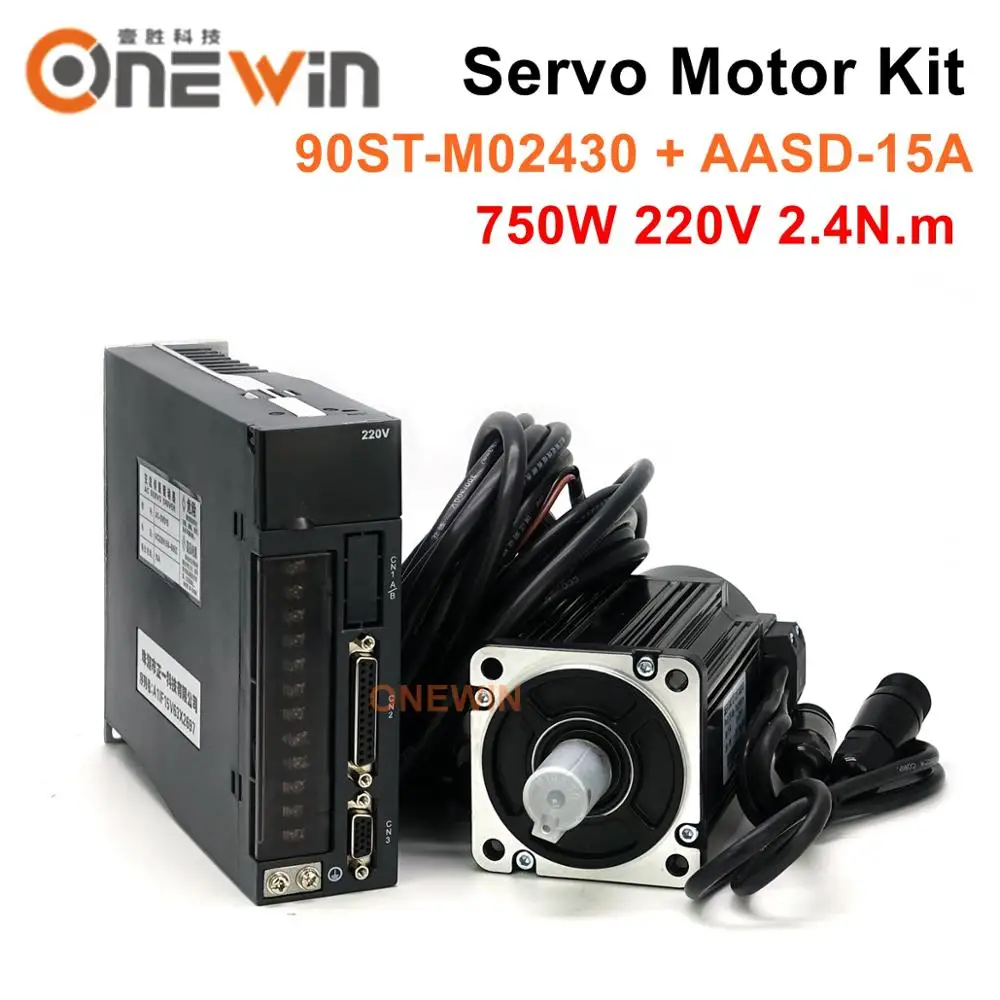 ONEWIN 90ST-M02430 750 Вт 220 В AC Серводвигатель комплект 3000 об/мин 2,4 Н. М спичка драйвер AASD-15A постоянный магнит