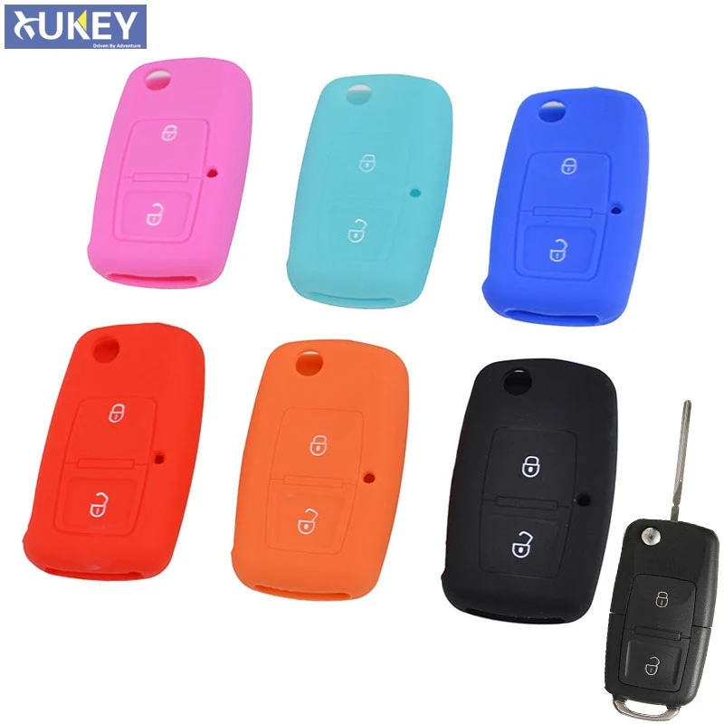 

2 Button Silicone Key Case Fob Cover Shell For Vw MK4 Seat Altea Alhambra Ibiza Polo Golf 4 5 6 Transporter Amarok Sharan