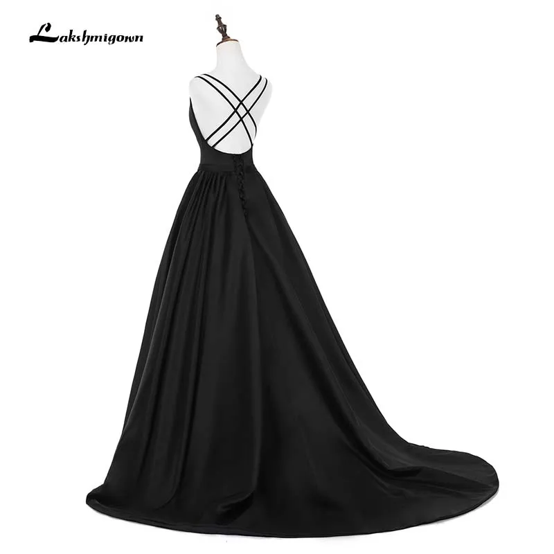 Sexy Black Evening Dress V Neckline A Line