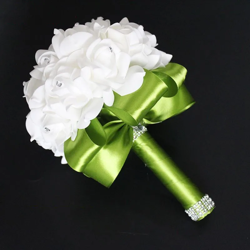 Свадебное украшение подружки невесты цветочное Мыло свадебный букет из роз белый атлас романтический свадебный букет много цветов