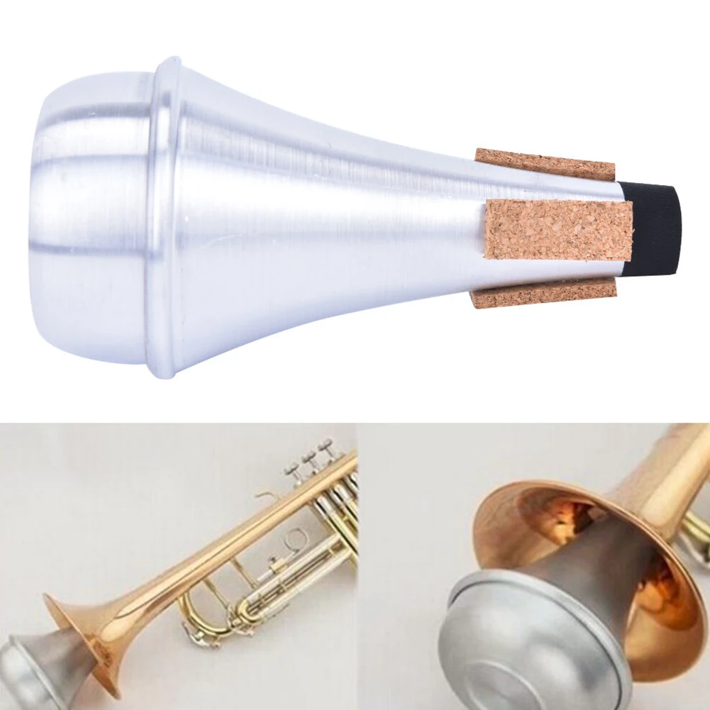 Universal Beginner Aluminum Alloy Practice Accessories Silver Lightweight Straight Trumpet Mute Practical For Jazz Instrument