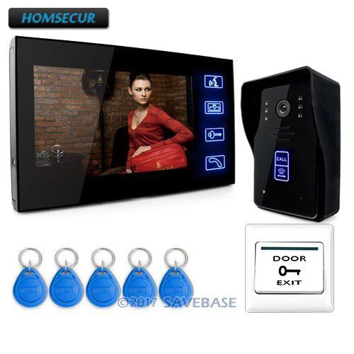 HOMSECUR 7 дюймовый видеодомофон ИК камера с цветным монитором сенсорная панель