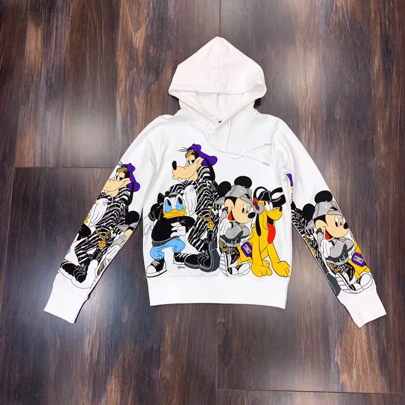 

Women's cotton cartoon print casual hooded long sleeve hoodie