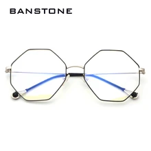 BANSTONE металлическая оправа анти синий луч компьютерные очки винтажные дизайнерские полигональные очки оправа очки