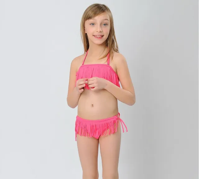 New Girls Fringed Halter Neck Bikini Swimsuit Teen Summer Outlet Swimwear Fashion 2 Piece Bathing Suit Red - AliExpress