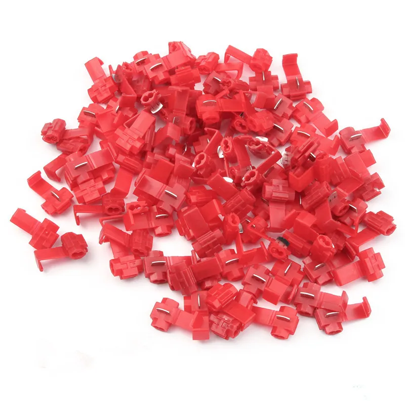 

50Pcs/set Lock Wire Electrical Cable Connector Red Insulated Quick Splice Terminals Crimp For Car Electrical Crimp Cable Snap