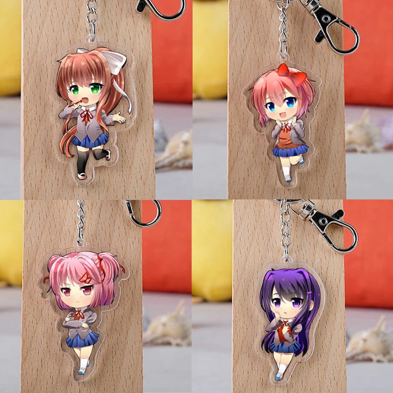 Doki, брелок с названием клуба, реквизит для косплея, акриловый брелок, Sayori, Yuri Natsuki Monika, автомобильный брелок