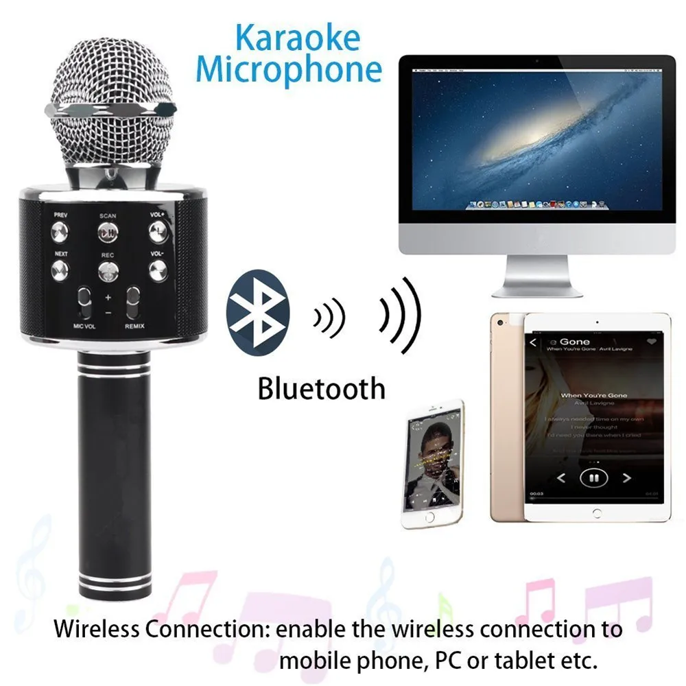 Беспроводной Bluetooth караоке Ws858 микрофон динамик портативный ручной караоке микрофон динамик машина пение Hosting Ktv Ws 858