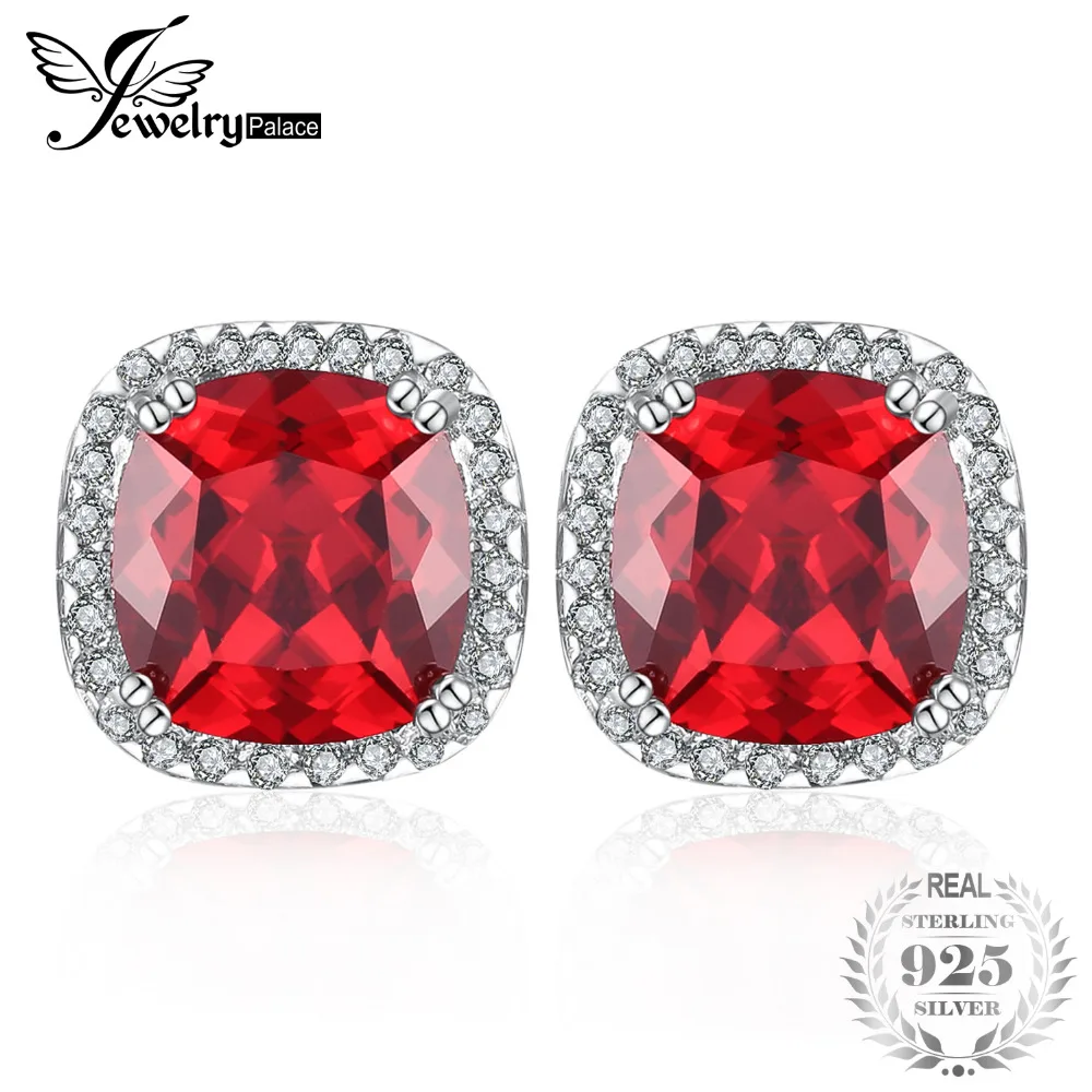 

JewelryPalace 7ct WomenPigeon Blood Ruby Stud Earrings Set Solid 925 Sterling Silver Brand New Sale High Quality Jewelry