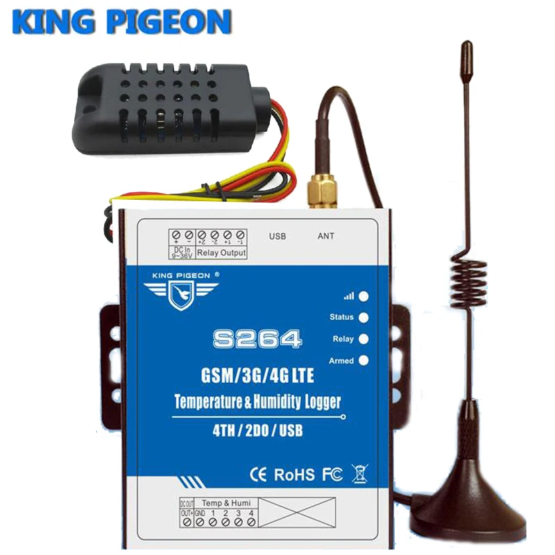 

Wireless Temp&Humidity Data Logger Monitoring Alarm System support high/low SMS Call alert GSM 3G 4G Remote Switch S264