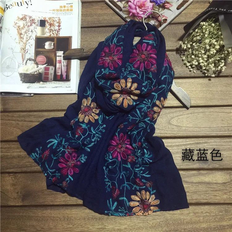 

RUBY VICKY Muslim Hijabs Scarf Embroidery Flower Print Solid Plain Color Scarf Viscose Cotton Shawl Scarf Independence Packing