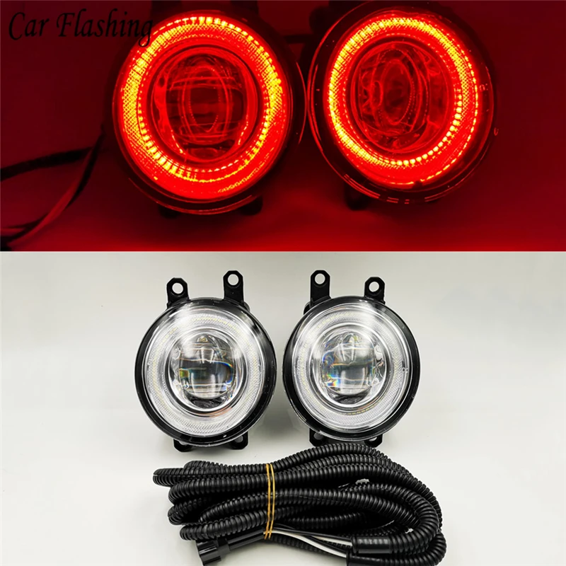 Car Flashing 2Pcs LED Angel Eyes Fog Light Lamp DRL Daytime Running