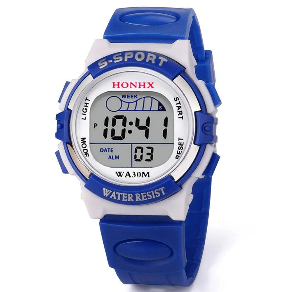 Детские часы водонепроницаемые детские цифровые весы для мальчиков светодиодный Кварцевый Будильник Дата спортивные часы наручные часы