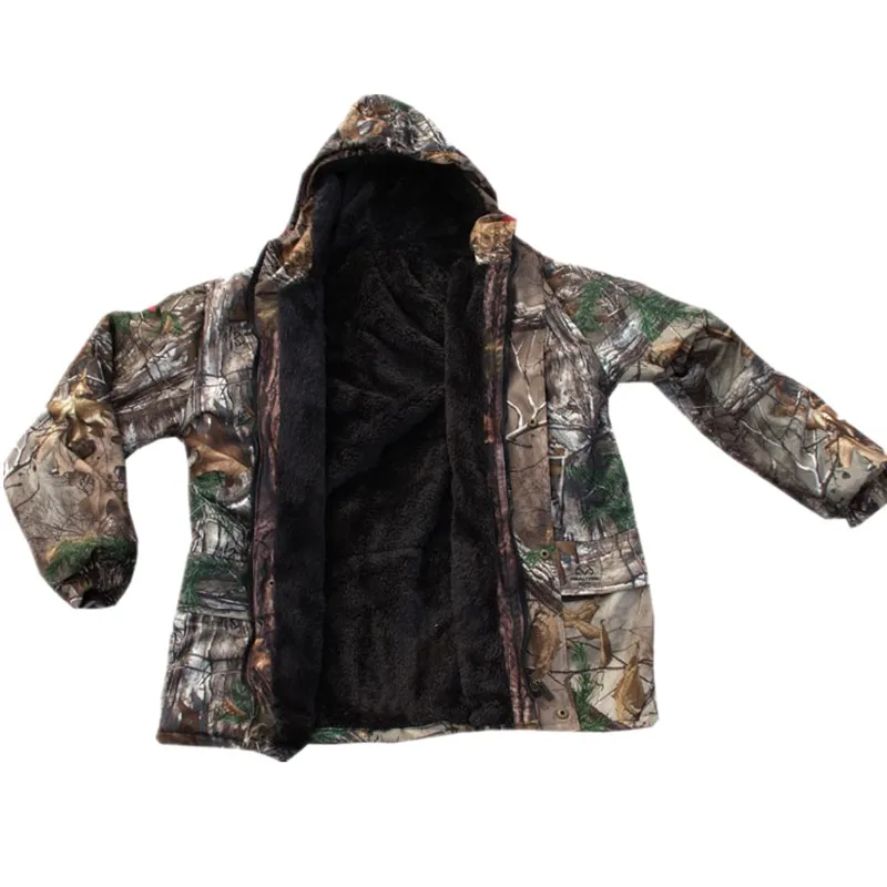 Autumn Winter Warm Fleece 3D Camouflage Hunting Jacket Ghillie Suit Tactical Hiking Fishing Clothes Men Waterproof Hooded Jacket Autumn Winter Warm Fleece 3D Camouflage Hunting Jacket Ghillie Suit Tactical Hiking Fishing Clothes Men Waterproof Hooded Jacket