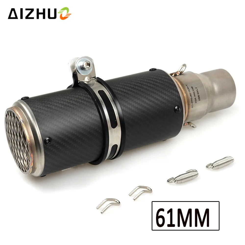 

51mm 61mm Motorcycle Universal Exhaust Muffler Pipe Escape Exhaust Carbon Fiber for crf 230 tmax 530 500 xmax cb400 dirt bike