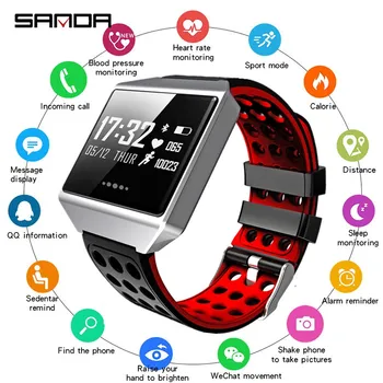 

SANDA New Brand Smart Watch Men Sport Heart Rate Monitor Smartwatch Women Blood Pressure Watches IOS Android IP67 Waterproof