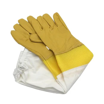 

Free Shipping A Pair of Protective Beekeeping Gloves Goatskin Bee Keeping Vented Long Sleeves beekeeping equipment and tools