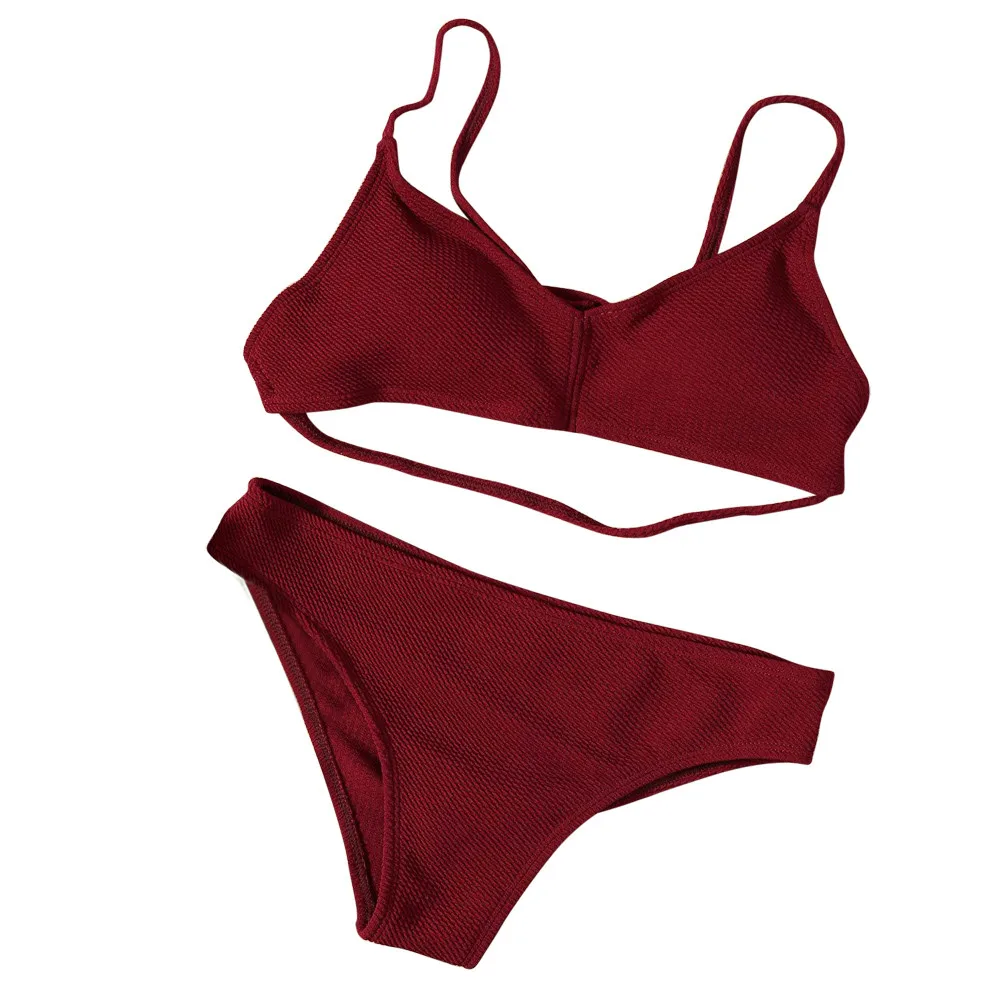 

ISHOWTIENDA NEW Swimming Suit biquini Women Sexy Push-Up Padded Bra Beach Halter Bikini Set Swimsuit Swimwear Mujer 2019