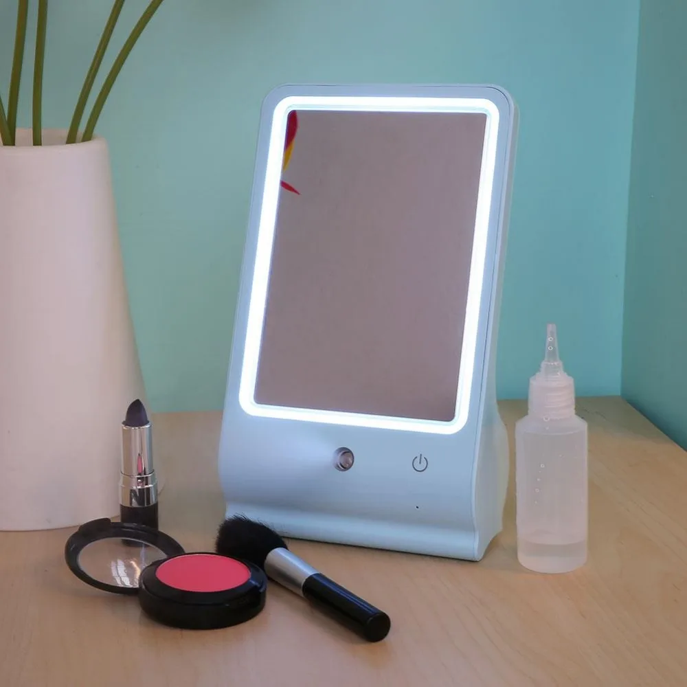 

Blue/Pink/White Nano Face Steamer Facial Skin Mist Sprayer Humidifier Cosmetic LED Makeup Mirror