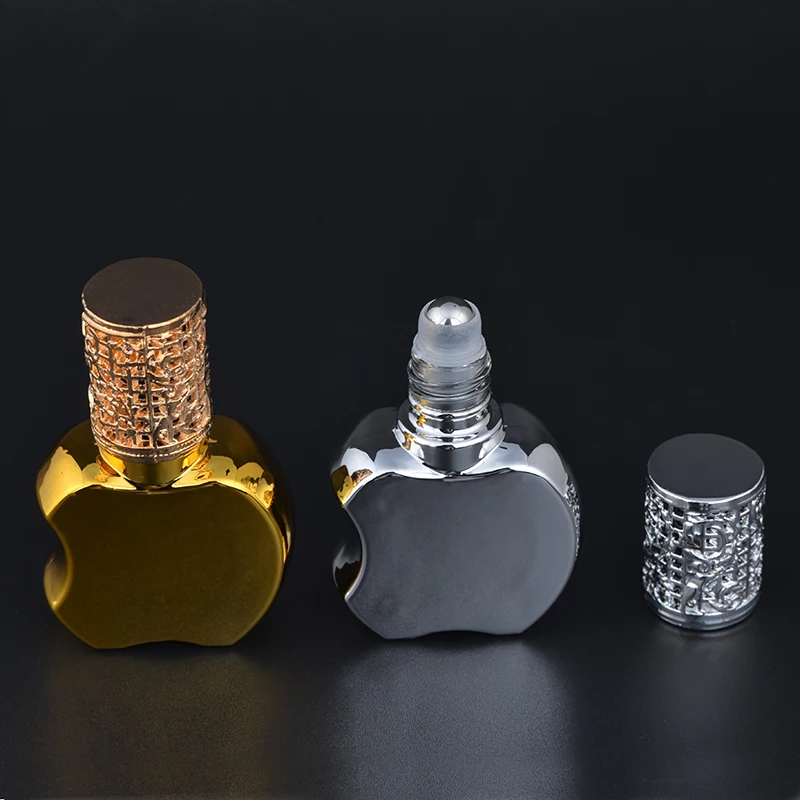 MUB - Mini 10ml Apple Shaped UV sklo plnitelný parfém láhev ocelový válec míč pro esenciální oleje láhve