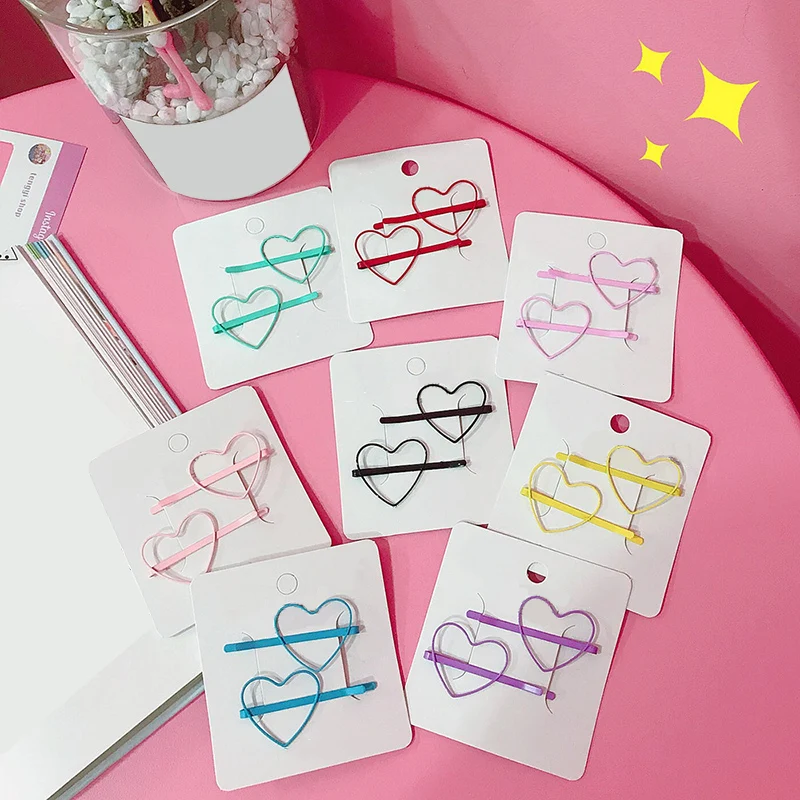 

Okwish 2pcs/set Metal Alloy Hairpin Hollow Heart Hair Clips Girl Hair Accessories Star-shaped Hair Clips Styling Tools Random Color Hot Sale
