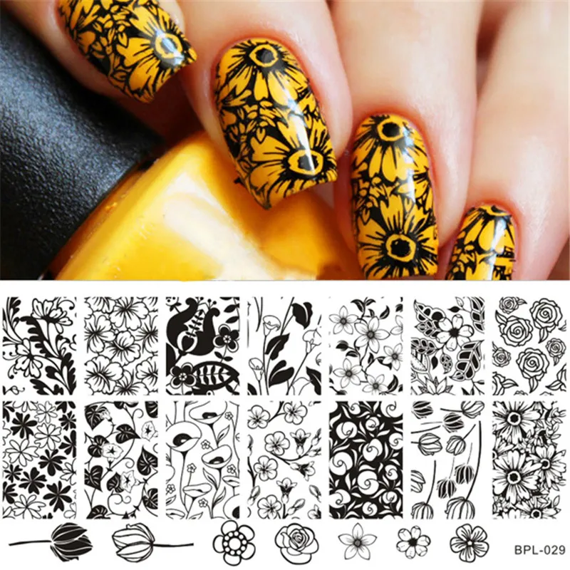 BP-L029 Flower Theme Nail Art Stamp Template Image Plate Rctangular Stamping PLates BORN PRETTY 12 x 6cm