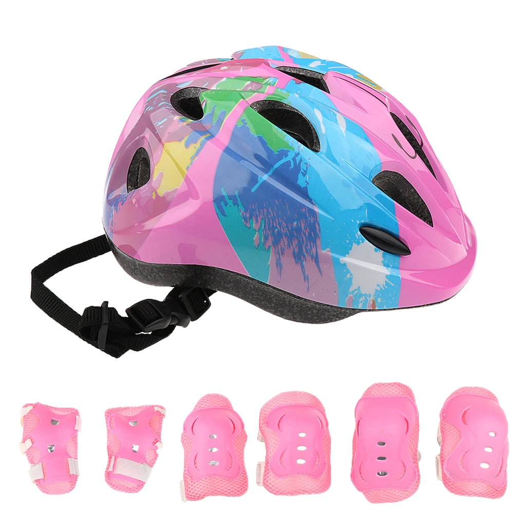 7 шт./компл. детский шлем безопасности колени запястье мягкий налокотник комплекты для катания на роликах/велосипед/скейтборд скутер/для мальчиков и девочек