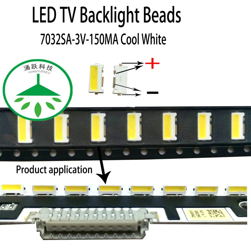 

100pcs/lot new led 7032 3v 150ma lamp beads cool white for repair led lcd tv backlight light bar chip hot