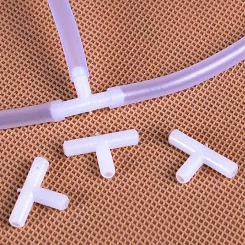 

10pcs/lot Fish Tank Air Pumper Connecting Tube Plastic White T Shaped 3-Way Aquarium Air Pump Line Tubing Joints Connectors #531