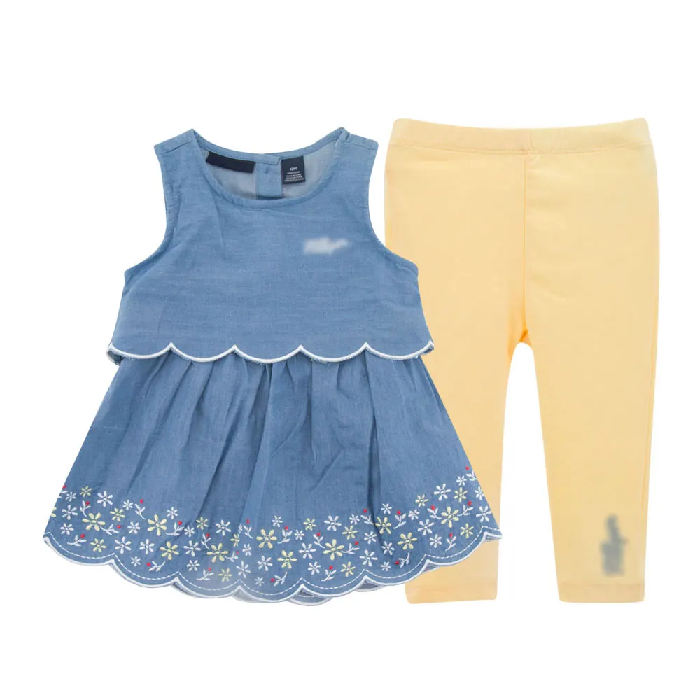 Г. Новые комплекты с платьем для маленьких девочек летние хлопковые штаны для девочек платье с цветочным рисунком, костюм Vestidos, детская одежда для девочек, комплекты