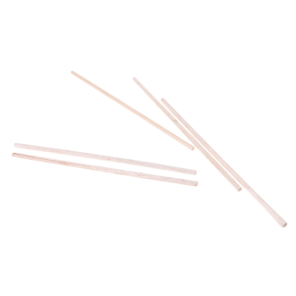 MagiDeal 5Pcs 6*250mm Craft Sticks Round Rod Balsa Wood Bar Hobby Model DIY Craft Acc for Architecture Model Toys Carving