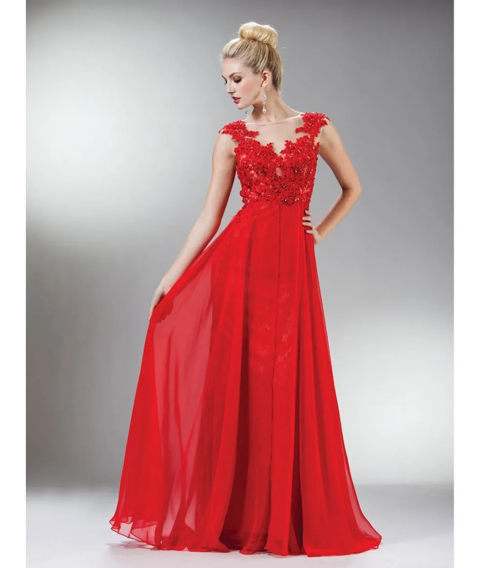 

New Red Beaded Lace Mesh Cap Sleeve Long Prom Dress Chiffon Long Dress Homecoming Prom Dresses Unique Vintage Long Gown Dress