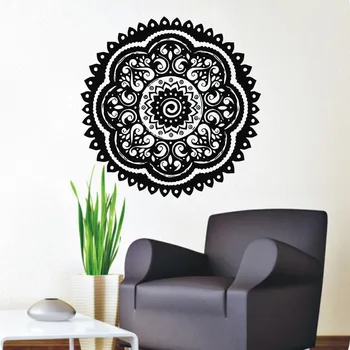 

Pinturas Murais Big Mandala Vinyl Wall Decal Yoga Sticker Menhdi Lotus Large Pattern Ornament Om Indian Mural Home Decor