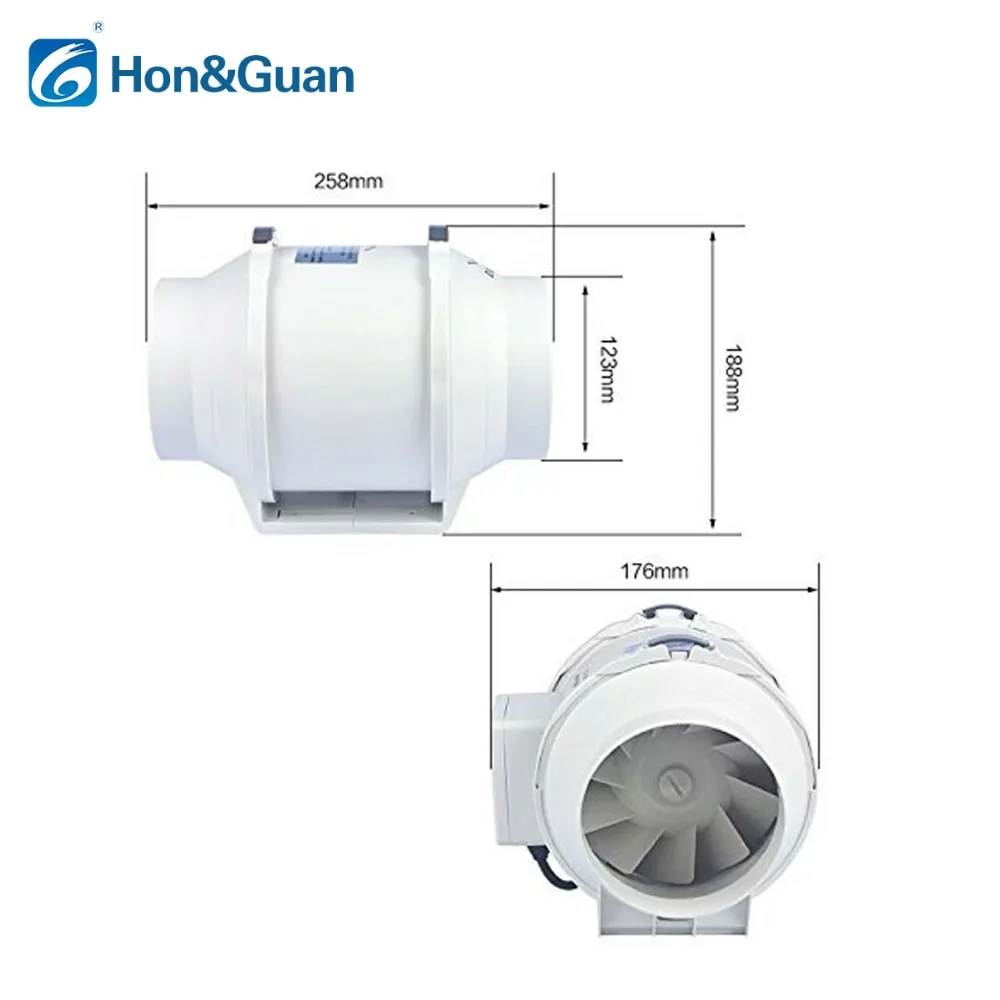 Hon& Guan 5 ''тихий встроенный канальный вентилятор, вытяжной вентилятор, гидропоники, воздуходувка для дома, ванной комнаты, вентиляция, HP-125P