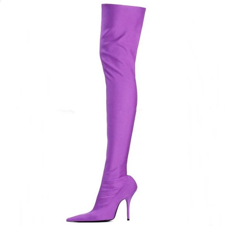 lavender thigh high boots