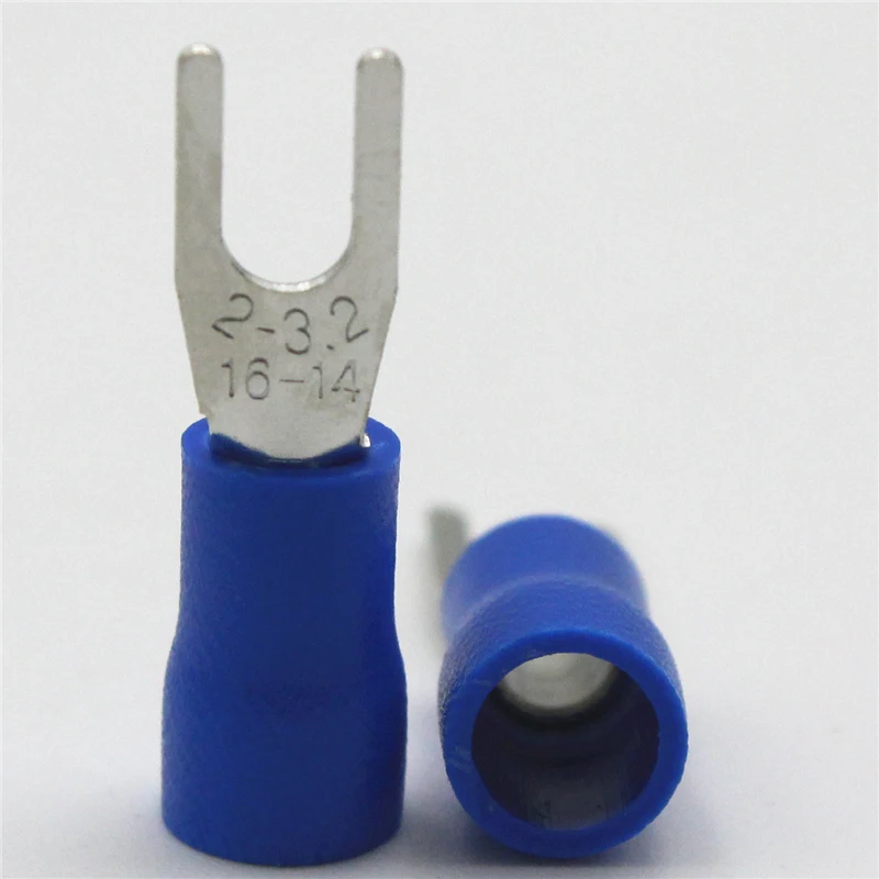 

1000Pcs SV2-3 Pre Insulated Cold pressed Terminals Furcate Y/U shape wire terminals Brass for AWG 16-14 Wire #4 Thickness 0.5MM