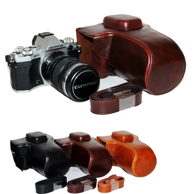 Новый чехол из искусственной кожи для камеры Olympus OMD EM5 II Mark с ремешком кофейный черный коричневый|Сумки