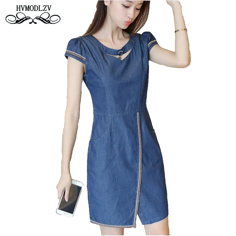 

2018 Summer Cowboy Dress Women vestidos Fashion Sexy Short Sleeve thin Denim Dress girls High quality bodycon dress lj068