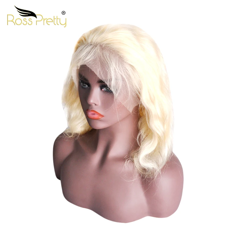 Ross Pretty Remy Blonde Color 613 Pre plucked Brazilian Lace Front Human hair wigs Body Baby Hair 613 lace frontal wigs