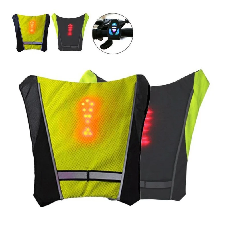 Велосипедный светоотражающий жилет 30 светодиодный предупреждающий свет беспроводные сигнальные огни безопасности для езды на велосипеде защитные куртки(зеленый
