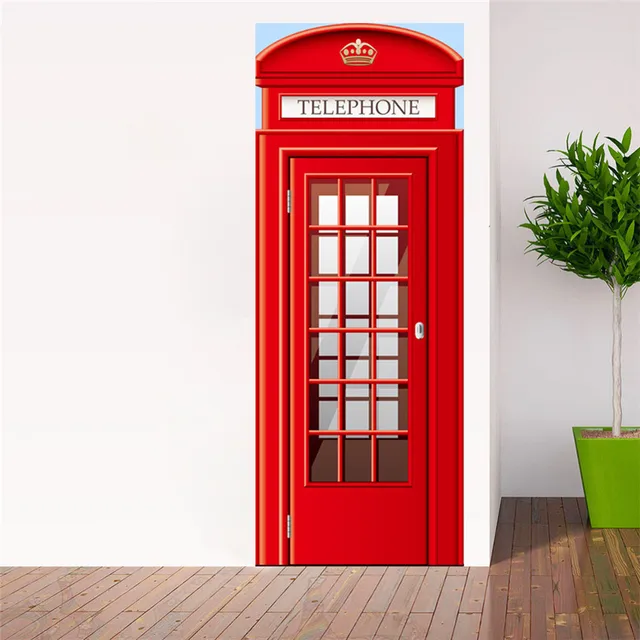 Lovely Pet Door Fridge Sticker London Telephone Box Phone Booth Lovely Pet Door Fridge Sticker London Telephone Box Phone Booth Mural Stickers Home Decoration Drop Shipping