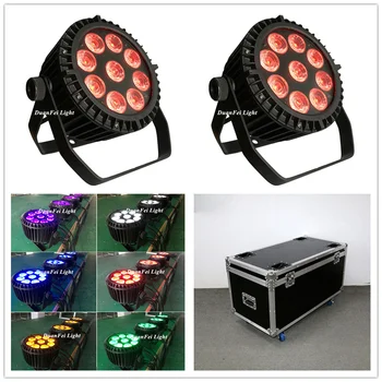 

(Flightcase) 12pcs Waterproof led stage par can powercon plug flat par led par rgbwauv 6in1 slim led par 9x18W