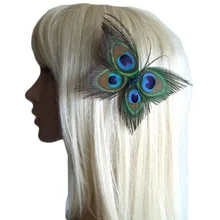 Павлиньими перьями заколка для волос бабочка стильный