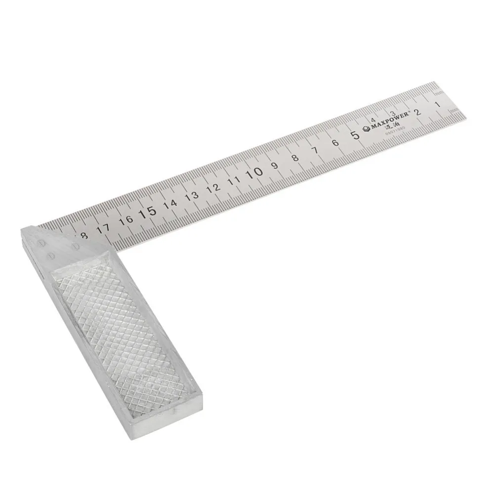 

90 Degree Right Angle Ruler Metal Steel 20cm Multi-functional Woodworking Engineers Try Square Measuring Tool Range Measurement