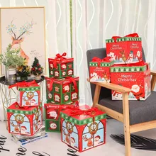 Рождественская Подарочная коробка Рождественский подарок упаковочные коробки красные Ленточные крышки Счастливого Рождества подарочные пакеты и коробки для дома год Рождество